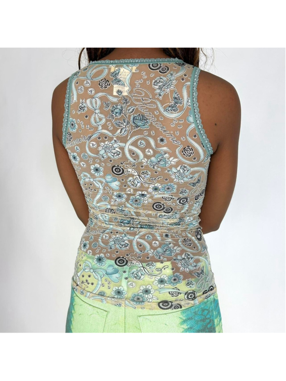 vintage Blumarine tattoo print tank top